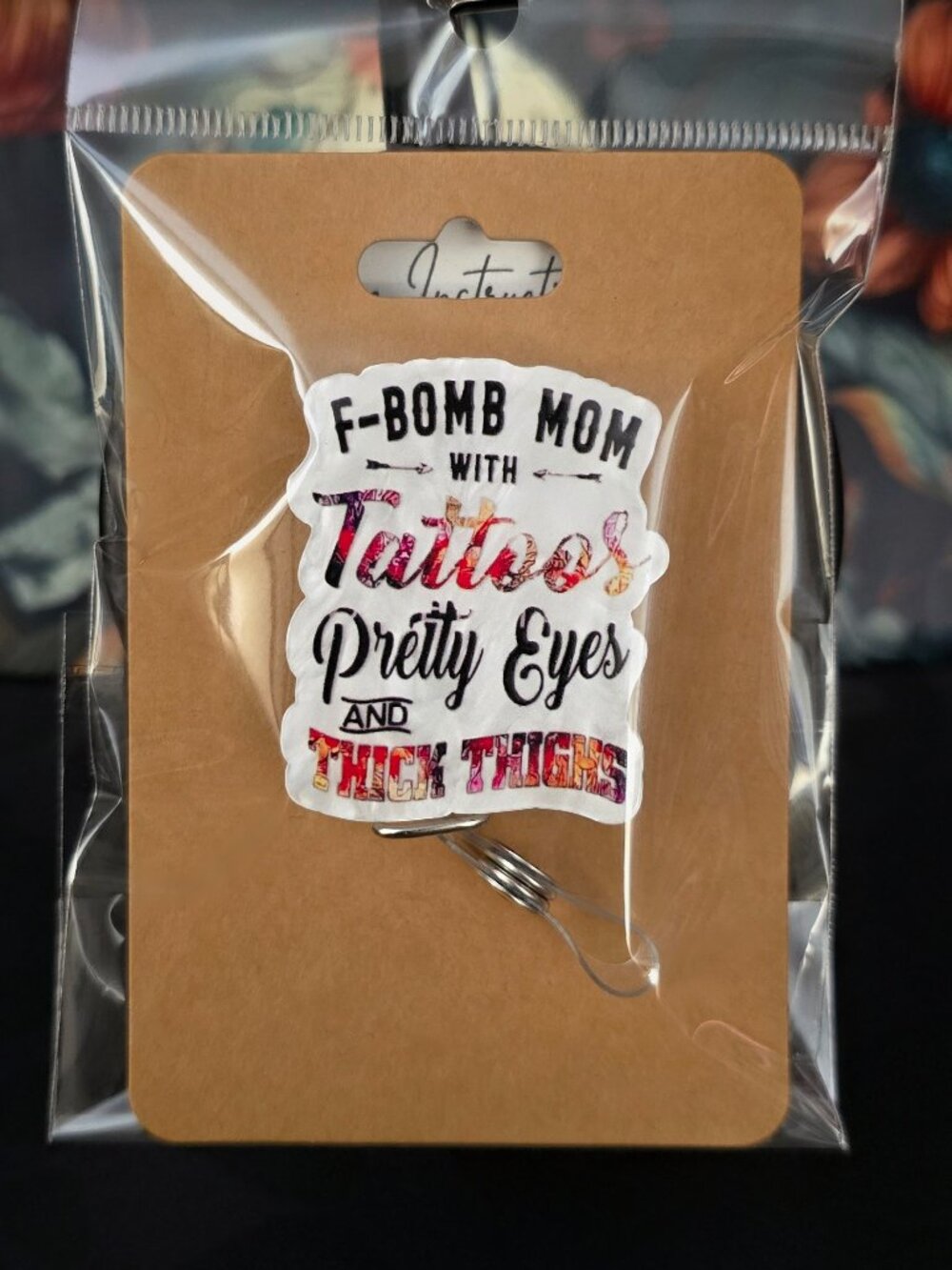 Tattos & Thick Thighs Novelty Acrylic Badge Reel ID Holder